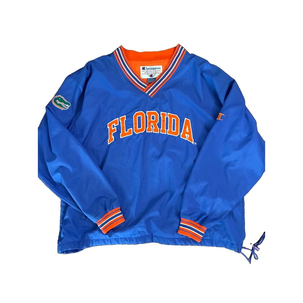 VTG University Of Florida Gators Champion Nylon V-neck Pullover. Men's XL. 90s